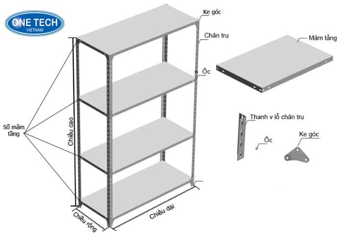 Cấu tạo kệ sắt V lỗ Hà Nam