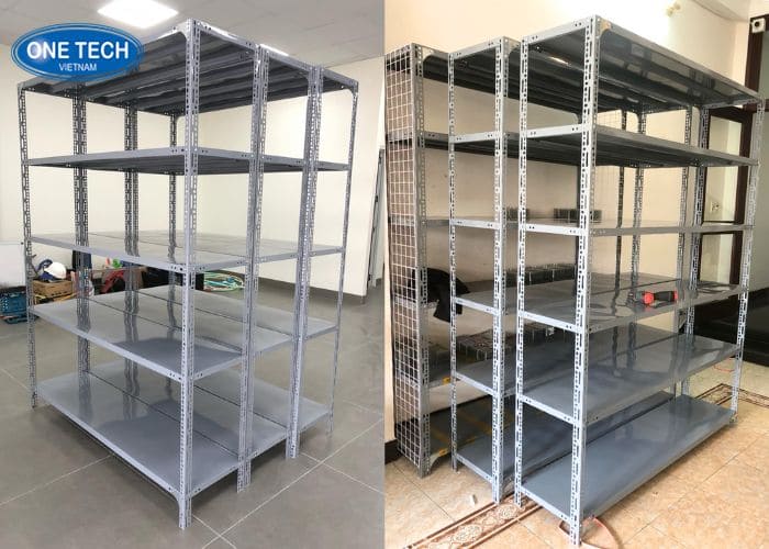 Hình ảnh lắp đặt kệ sẳt V lỗ Hà Nam thực tế 04